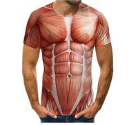 CHSLO Mens 3D Print t-shirts Summer Muscle Chest Unisex 3D Digital Printed T-Shirt Round Neck Men'S Short-Sleeved Loose Elastic Half-Sleeved Breathable Top Pullover Sweatshirt Oversize
