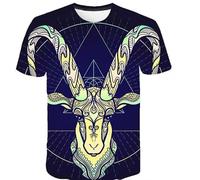 CHSLO Mens 3D Print t-shirts Summer Peculiar Sheep Horse Lion Animal Unisex 3D Digital Printed T-Shirt Round Neck Men'S Short-Sleeved Loose Fitness Stretch Breathable Sports Top Oversize