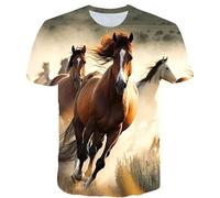 CHSLO Mens 3D Print t-shirts Summer Peculiar Sheep Horse Lion Animal Unisex 3D Digital Printed T-Shirt Round Neck Men'S Short-Sleeved Loose Fitness Stretch Breathable Sports Top Oversize
