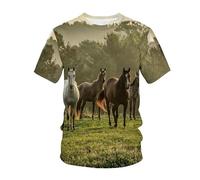 CHSLO Mens 3D Print t-shirts Summer Peculiar Sheep Horse Lion Animal Unisex 3D Digital Printed T-Shirt Round Neck Men'S Short-Sleeved Loose Fitness Stretch Breathable Sports Top Oversize