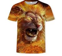 CHSLO Mens 3D Print t-shirts Summer Peculiar Sheep Horse Lion Animal Unisex 3D Digital Printed T-Shirt Round Neck Men'S Short-Sleeved Loose Fitness Stretch Breathable Sports Top Oversize