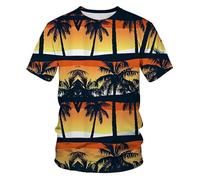 CHSLO Mens 3D Print t-shirts Summer Photography Wind Shadow Mountain Sunset Unisex 3D Printed T-Shirt Round Neck Men'S Short Sleeve Loose Elastic Half Sleeve Oversize Top