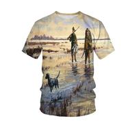 CHSLO Mens 3D Print t-shirts Summer Photography Wind Shadow Mountain Sunset Unisex 3D Printed T-Shirt Round Neck Men'S Short Sleeve Loose Elastic Half Sleeve Oversize Top