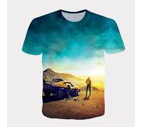 CHSLO Mens 3D Print t-shirts Summer Racing Car Unisex 3D Digital Printed T-Shirt Round Neck Men'S Short-Sleeved Loose Fitness Stretch Breathable Sports Top Oversize