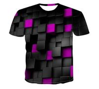 CHSLO Mens 3D Print t-shirts Summer Square Geometric Shape Unisex 3D Digital Printed T-Shirt Slim Round Neck Men'S Short-Sleeved Loose Breathable Stretch Men'S Sports Top Oversize