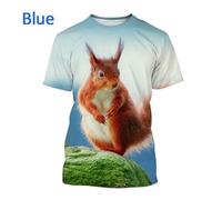 CHSLO Mens 3D Print t-shirts Summer Squirrel Animal Unisex 3D Digital Printed T-Shirt Round Neck Men'S Short-Sleeved Loose Fitness Stretch Breathable Sports Top Oversize