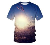 CHSLO Mens 3D Print t-shirts Summer Starry Sky Colorful Graffiti Unisex 3D Digital Printing T-Shirt Round Neck Men'S Short-Sleeved Loose Fitness Stretch Breathable Sports Top Oversize