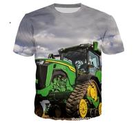 CHSLO Mens 3D Print t-shirts Summer Tractor Agricultural Machinery Unisex 3D Digital Printed T-Shirt Round Neck Men'S Short-Sleeved Loose Fitness Stretch Breathable Sports Top Oversize