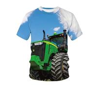 CHSLO Mens 3D Print t-shirts Summer Tractor Machinery Unisex 3D Digital Printed T-Shirt Round Neck Men'S Short-Sleeved Loose Fitness Stretch Breathable Sports Top Oversize
