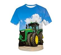 CHSLO Mens 3D Print t-shirts Summer Tractor Machinery Unisex 3D Digital Printed T-Shirt Round Neck Men'S Short-Sleeved Loose Fitness Stretch Breathable Sports Top Oversize