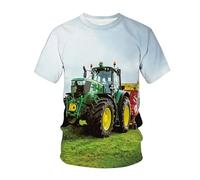 CHSLO Mens 3D Print t-shirts Summer Tractor Machinery Unisex 3D Digital Printed T-Shirt Round Neck Men'S Short-Sleeved Loose Fitness Stretch Breathable Sports Top Oversize