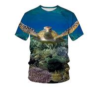 CHSLO Mens 3D Print t-shirts Summer Underwater World Deep Sea Fish Unisex 3D Digital Printed T-Shirt Quick-Drying Round Neck Men'S Short-Sleeved Loose Stretch Half-Sleeve Bottoming Shirt