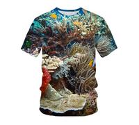 CHSLO Mens 3D Print t-shirts Summer Underwater World Deep Sea Fish Unisex 3D Digital Printed T-Shirt Quick-Drying Round Neck Men'S Short-Sleeved Loose Stretch Half-Sleeve Bottoming Shirt