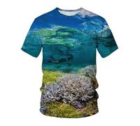 CHSLO Mens 3D Print t-shirts Summer Underwater World Deep Sea Fish Unisex 3D Digital Printed T-Shirt Quick-Drying Round Neck Men'S Short-Sleeved Loose Stretch Half-Sleeve Bottoming Shirt