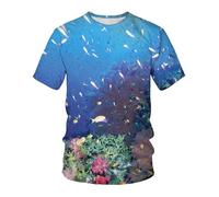 CHSLO Mens 3D Print t-shirts Summer Underwater World Deep Sea Fish Unisex 3D Digital Printed T-Shirt Quick-Drying Round Neck Men'S Short-Sleeved Loose Stretch Half-Sleeve Bottoming Shirt