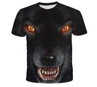 CHSLO Mens 3D Print t-shirts Summer Wolf Animal Unisex 3D Digital Printed T-Shirt Round Neck Men'S Short-Sleeved Loose Fitness Stretch Breathable Sports Top Oversize