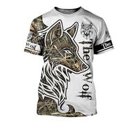 CHSLO Mens 3D Print t-shirts Summer Wolf Animal Unisex 3D Digital Printed T-Shirt Round Neck Men'S Short-Sleeved Loose Fitness Stretch Breathable Sports Top Oversize