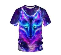 CHSLO Mens 3D Print t-shirts Summer Wolf Animal Unisex 3D Digital Printed T-Shirt Round Neck Men'S Short-Sleeved Loose Fitness Stretch Breathable Sports Top Oversize