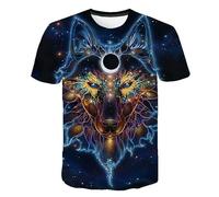 CHSLO Mens 3D Print t-shirts Summer Wolf Animal Unisex 3D Printed T-Shirt Round Neck Men'S Short-Sleeved Loose Spring And Autumn Stretch Breathable Half-Sleeved Sports Top Oversize