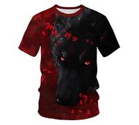 CHSLO Mens 3D Print t-shirts Summer Wolf Fox Animal Unisex 3D Digital Printed T-Shirt Round Neck Men'S Short-Sleeved Loose Fitness Stretch Breathable Sports Top Oversize
