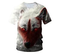 CHSLO Mens 3D Print t-shirts Summer Wolf Fox Animal Unisex 3D Digital Printed T-Shirt Round Neck Men'S Short-Sleeved Loose Fitness Stretch Breathable Sports Top Oversize