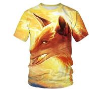 CHSLO Mens 3D Print t-shirts Summer Wolf Fox Animal Unisex 3D Digital Printed T-Shirt Round Neck Men'S Short-Sleeved Loose Fitness Stretch Breathable Sports Top Oversize