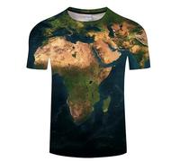 CHSLO Mens 3D Print t-shirts Summer World Map Unisex 3D Printed T-Shirt Round Neck Men'S Short-Sleeved Loose Spring And Autumn Stretch Breathable Half-Sleeved Sports Top Oversize