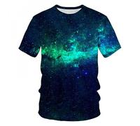 CHSLO Unisex 3D T-Shirts Summer Brilliant Starry Sky Graphic T Shirts for Men Fashion Universe Planet Pattern T-Shirt Print T-Shirts