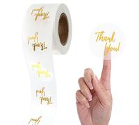 Chsoejuf 1000PCS 25mm Clear Gold Thank You Stickers Roll for Small Business | Round Self-Adhesive & Waterproof Sticker Beautiful Designs Strong Durable Seal Labels for Packaging Order Envelope Gift Boxes