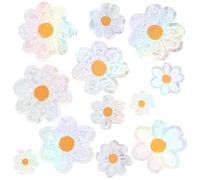 Chsoejuf 12PC Spring Summer Daisy Window Stickers Double-Side Flower Clings | Shiny Rainbow Prism Anti Collision Floral Flowers Mirror Grass Sticker Decal for Home Glass Door Office School Decor