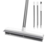 Chstarina 2 in 1 Rubber Broom 120cm Adjustable Handle, Sweeping Brush with Squeegee Edge, Soft Push Broom, Multifunctional Cleaning Brush, for Pet Hair Removal Carpet Floor Garden Kitchen Cleaning