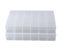 Chstarina 2 Pack 36 Grids Clear Craft Storage Boxes, bead container organizer, bead organizer box, Organiser Storage Box with Adjustable Dividers, bead storage boxes for Jewelry Craft Beads Bolts Nuts