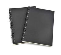 Chstarina 2 Pack Sketch Notebook Spiral Bound Hardback A5 Blank Sketchbook 100 Pages Cartridge Paper Black Kraft Cover for Painting Watercolor Journal Drawing Landscape 12 * 18cm