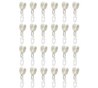Chstarina 24 Set Curtain Hooks and Gliders, Plastic Curtain Rail Track Glider Hooks, Twin Wheeled Curtain Track Rollers and Hooks, Curtain Hooks with Wheels, Curtain Glider Hooks Set (11mm Wheel Dia)
