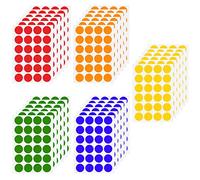 Chstarina 2cm Coloured Dot Stickers, Self-Adhesive Circle Labels, Round Coding Stickers for Reward, Craft, Paper Scrapbook - 6 Colours, Pack of 720