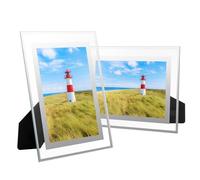 Chstarina 2pcs Glass Photo Frames, Glass Picture Frame,Glass Photo Frame 6x4, Mirrored Photo Frames, Glass Display Frame for Display Portrait,Printing, Landscape Horizontally or Vertically on Tabletop
