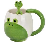 Chstarina Frog Coffee Cup, 400 ML Frog Mug with Spoon, Funny Coffee Mug, Ceramic Coffee Mug, Novelty Cup, Cute Coffee Mug, Fun Drinking Cup, Funny Gift for Women, Men, Kid, Friend, Birthday, Christmas