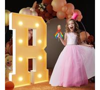 CHSUFBTY 4FT DIY Marquee Letters Giant Mosaic Letters Marquee Light Up Letters With Warm Lights PROM LOVE BABY MARRY ME Backdrop Decor(R,100cm/40in)