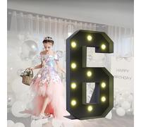 CHSUFBTY Large Neon Black Numbers and Letters Led Lights, Mosaic Letters, Suitable for Engagement, Wedding, and Birthday Party Background Decorations(6,70cm/28in)