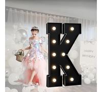 CHSUFBTY Large Neon Black Numbers and Letters Led Lights, Mosaic Letters, Suitable for Engagement, Wedding, and Birthday Party Background Decorations(K,70cm/28in)
