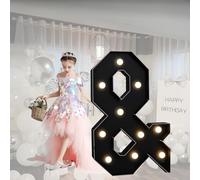 CHSUFBTY Large Neon Black Numbers and Letters Led Lights, Mosaic Letters, Suitable for Engagement, Wedding, and Birthday Party Background Decorations(+,100cm/40in)