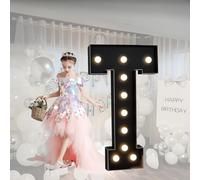 CHSUFBTY Large Neon Black Numbers and Letters Led Lights, Mosaic Letters, Suitable for Engagement, Wedding, and Birthday Party Background Decorations(T,70cm/28in)