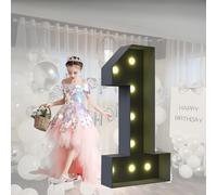 CHSUFBTY Large Neon Black Numbers and Letters Led Lights, Mosaic Letters, Suitable for Engagement, Wedding, and Birthday Party Background Decorations(1,100cm/40in)