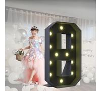 CHSUFBTY Large Neon Black Numbers and Letters Led Lights, Mosaic Letters, Suitable for Engagement, Wedding, and Birthday Party Background Decorations(8,70cm/28in)
