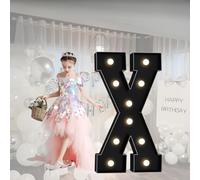 CHSUFBTY Large Neon Black Numbers and Letters Led Lights, Mosaic Letters, Suitable for Engagement, Wedding, and Birthday Party Background Decorations(X,120cm/47in)