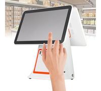 CHSUFBTY System, Cashier Register With Touch Screen 15.6” & Custom, CPU Intel I3,Dual Core, 4GB RAM, 64G SSD, Windows Pro. 10, For Retail And Restaurant (Color : White, Size : Dual screen)