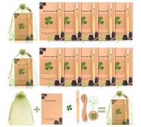 Chsukozic 10 Sets Lucky Pen with Engraving Lucky Charm with Real Clover Leaves, Farewell Gift for Colleagues, Small Gifts for Colleagues, Thank You Gifts, Passed Exam