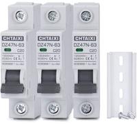 CHTAIXI 3 Pack 1 Pole Miniature Circuit Breaker, 20 Amp 120V/240V AC DIN Rail Mount Circuit Breaker, Thermal Magnetic Trip MCB C20