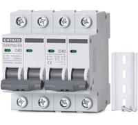 Chtaixi Manual Transfer Switch, 40 Amp 120V/240V AC Dual 2-Pole DIN Rail Mount RV Transfer Switch, Single-Side Interlock Circuit Breaker MTS D2P C40