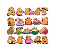 Chtaoxin 20 Pcs Capybara Shoe Decoration Patches, Cute Waterproof Animal Charms for Clog Shoes, Durable PVC Stickers for DIY Customisation of Garden Shoes, Summer Beach Footwear, School Slippers